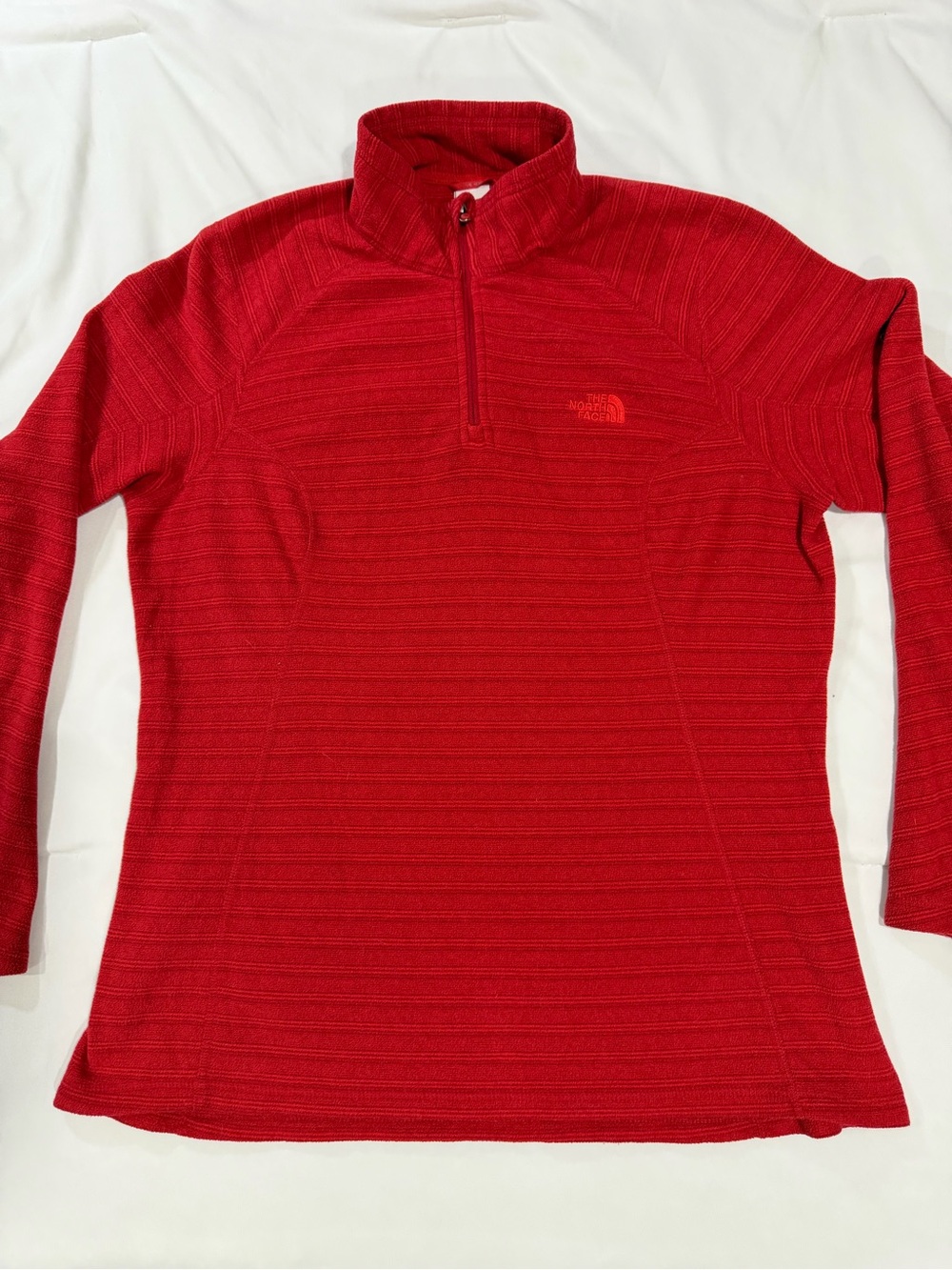The North Face X-Large Red Striped Fleece 1/4 Zip PolarTec Thermal Pro Sweater